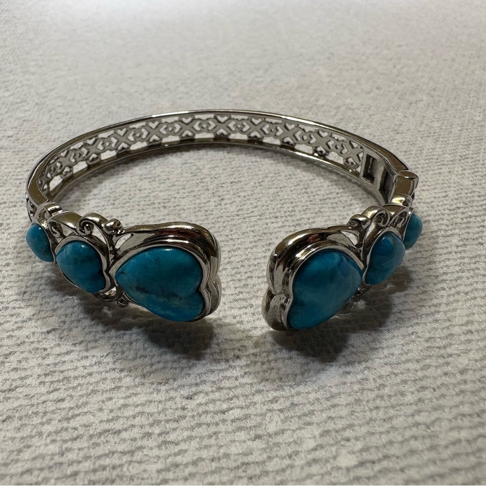 925 Sterling Silver Heart Turquoise bracelet - Picture 2 of 3